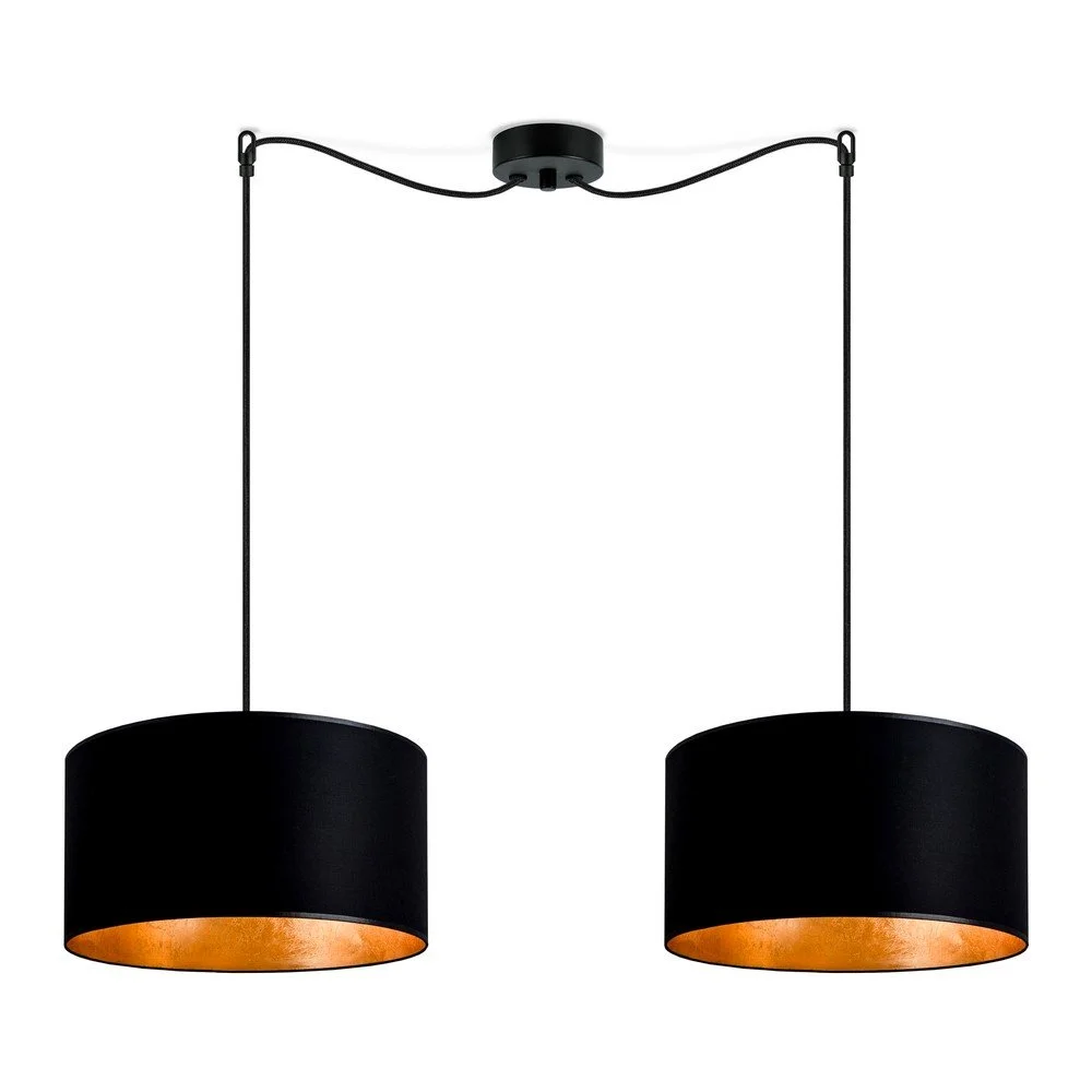 Černé závěsné dvouramenné svítidlo s vnitřkem ve zlaté barvě Sotto Luce Mika, ⌀ 36 cm v:1315064