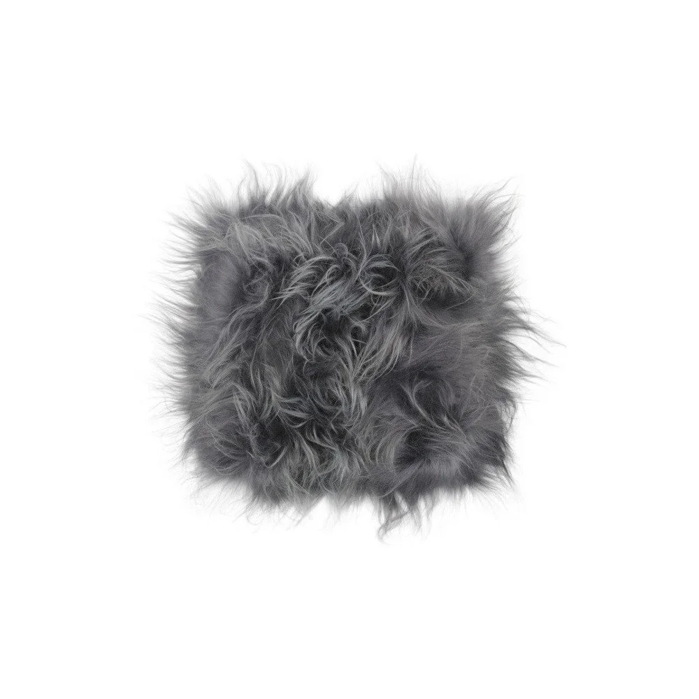 Šedý podsedák na židli z ovčí kožešiny s dlouhým chlupem Eglé, 37 x 37 cm v:957890