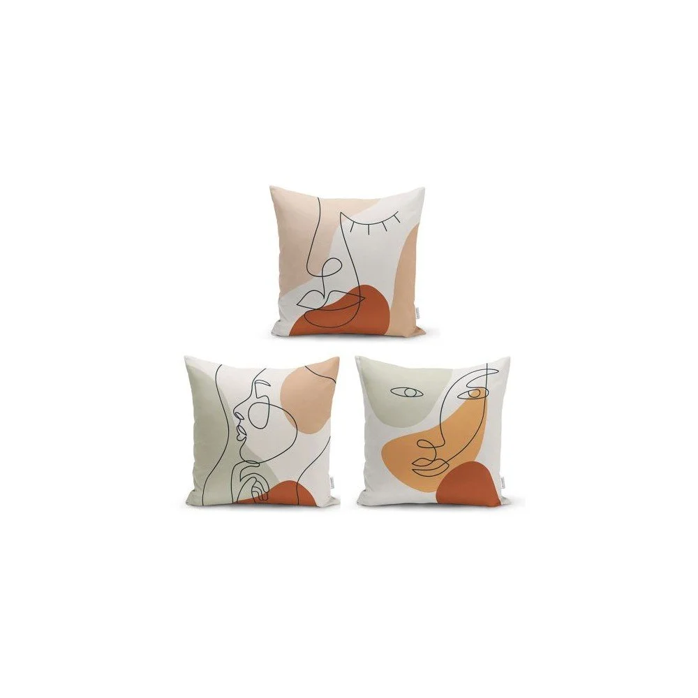 Sada 3 dekorativních povlaků na polštáře Minimalist Cushion Covers Woman Face, 45 x 45 cm v:1372007