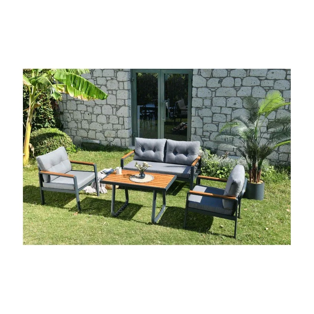 Šedý zahradní lounge set pro 4 Tivoli – Floriane Garden v:1541170