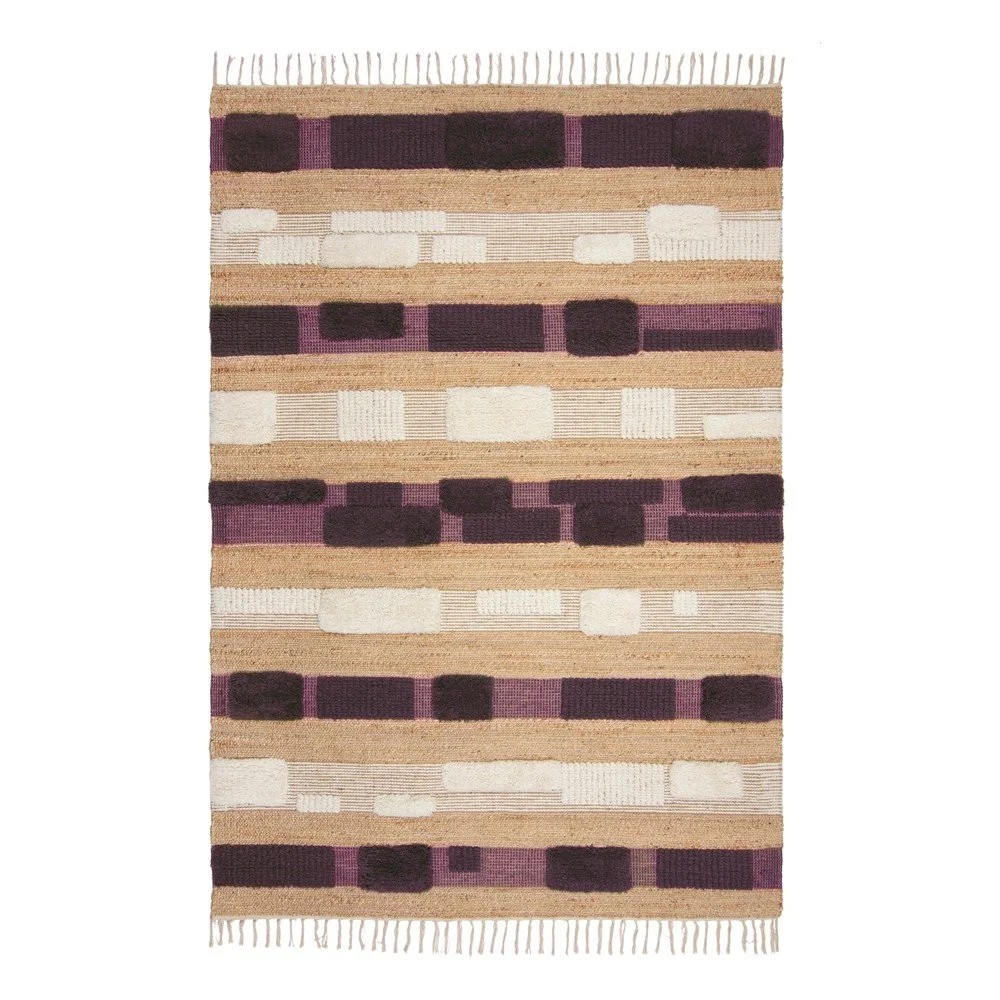 Ručně tkaný koberec s příměsí juty ve fialovo-přírodní barvě 160x230 cm Medina Blocks – Flair Rugs v:1726394