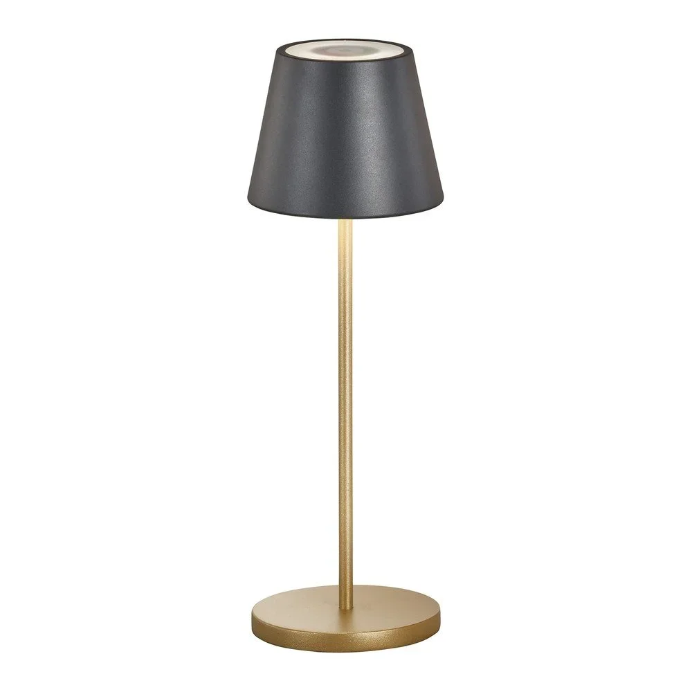 LED stolní lampa s kovovým stínidlem v černo-zlaté barvě Cosenza – Fischer & Honsel v:1651448