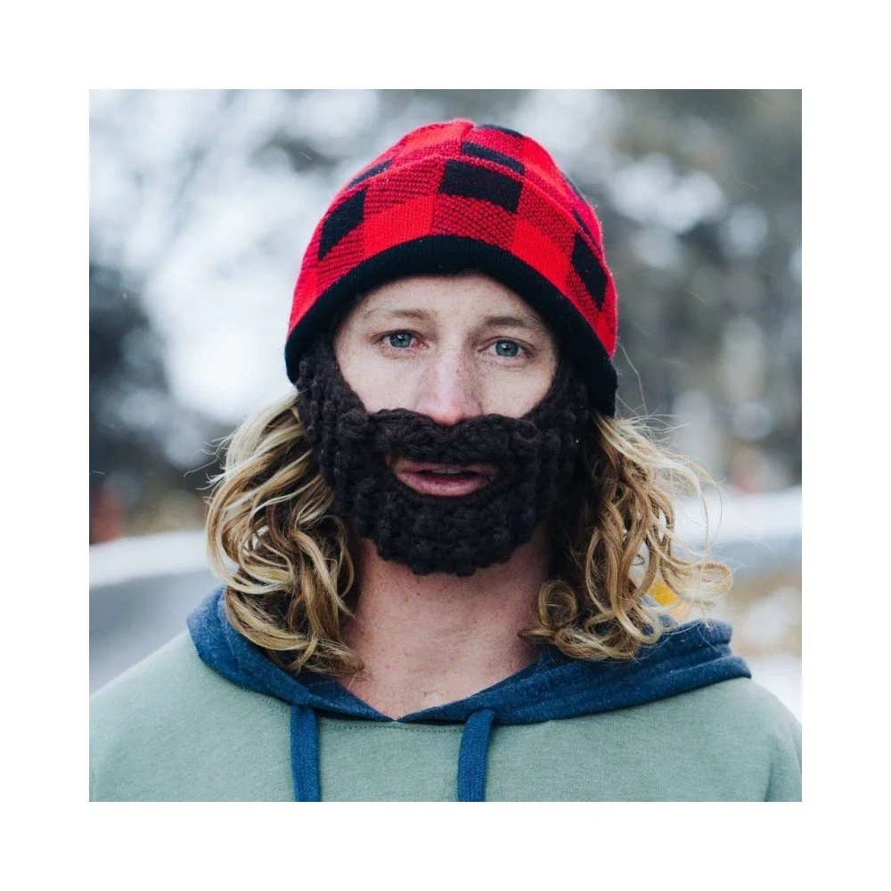 Černo-červená čepice s odepínatelným plnovousem Beardo Original v:745704
