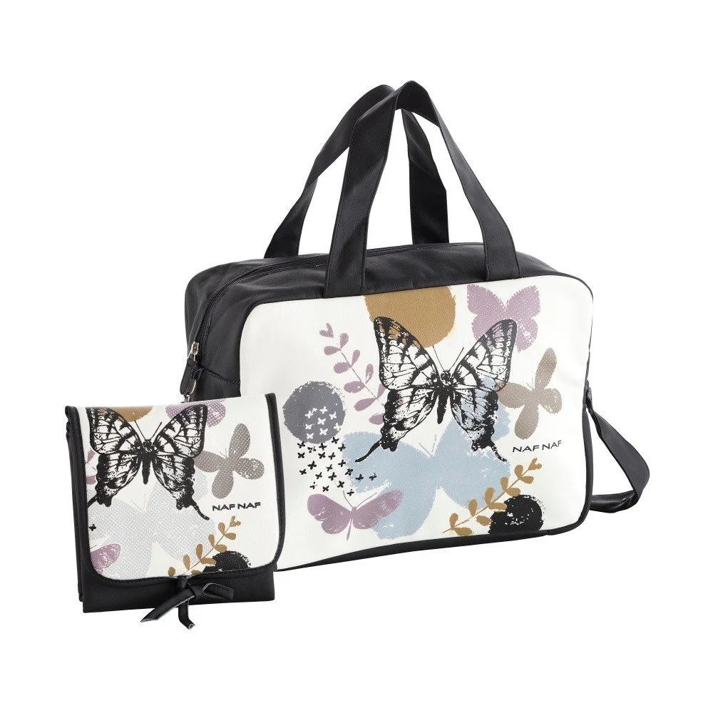 Set černé tašky na kočárek a přebalovací podložky Naf Naf Butterfly v:1124616