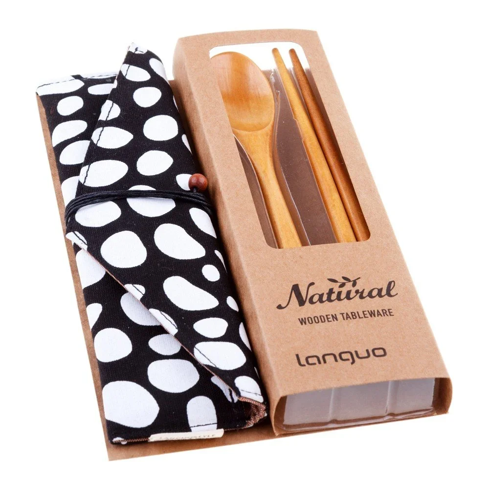 Dřevěný sushi set Languo Triangle, černý v:690042