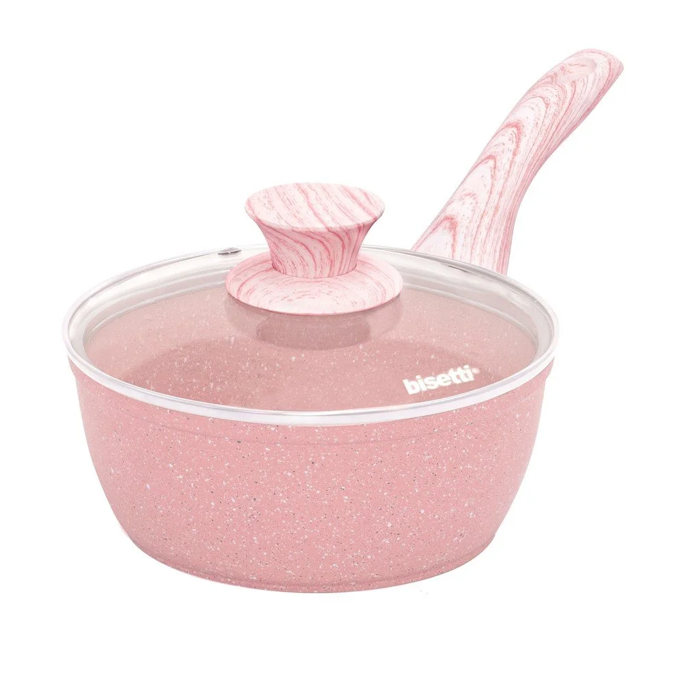 Růžový rendlík s pokličkou Bisetti Stonerose, ø 18 cm v:1368519