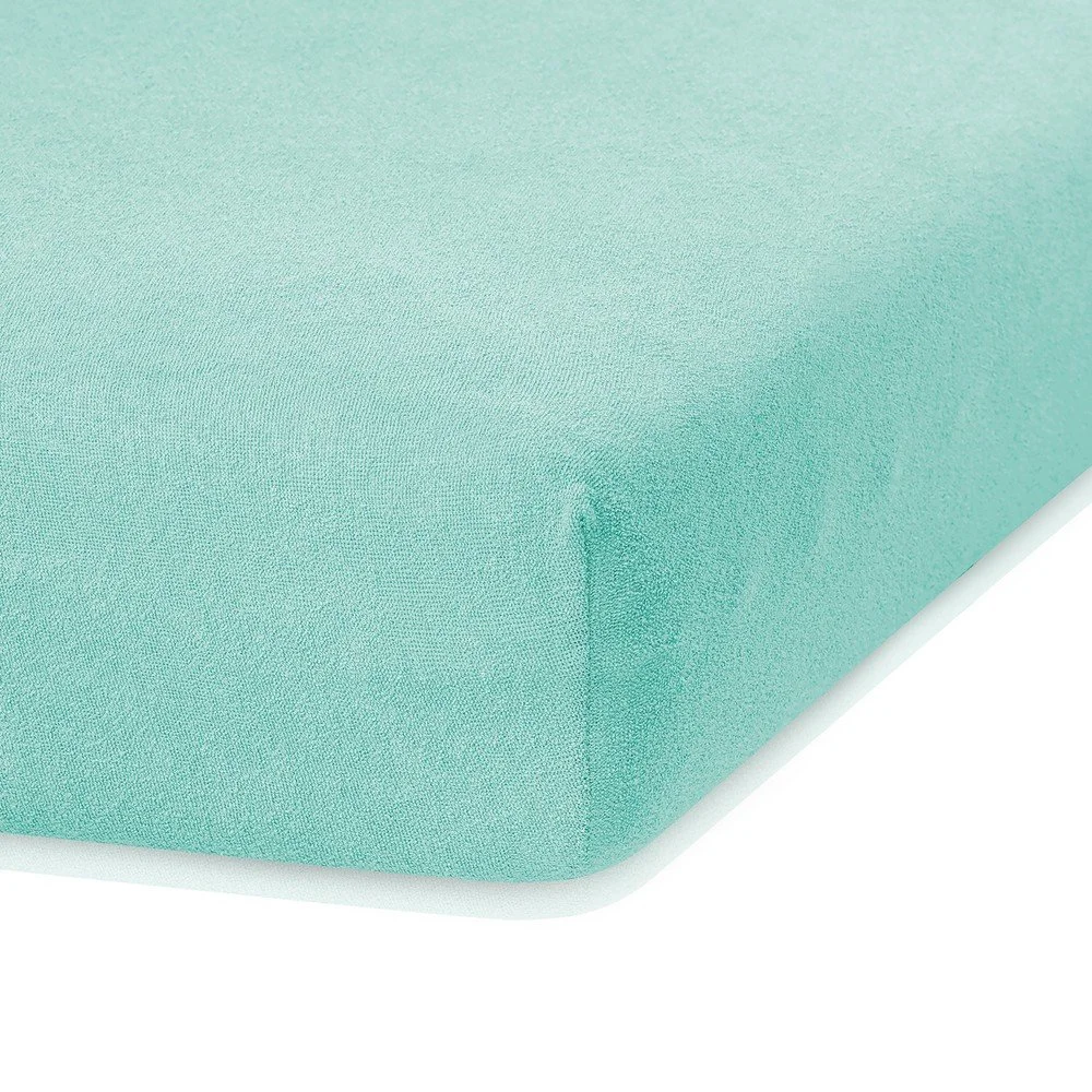 Mátově zelené elastické prostěradlo s vysokým podílem bavlny AmeliaHome Ruby, 80/90 x 200 cm v:1279466