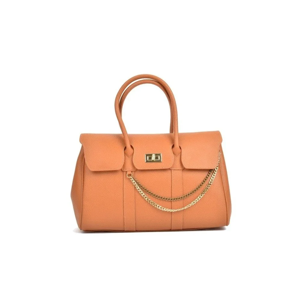 Koňakově hnědá kožená kabelka Mangotti Bags Felipa v:1096260