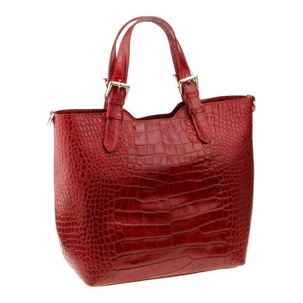 Červená kožená kabelka Florence Bags Cembro v:709286