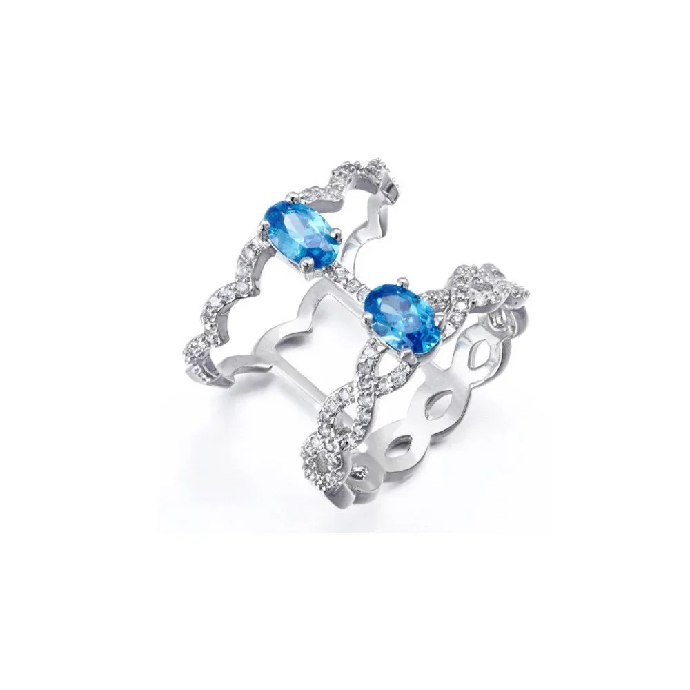 Prsten s bílými a modrými krystaly Swarovski Elements Crystals Ocean, ø 16 mm v:1197728