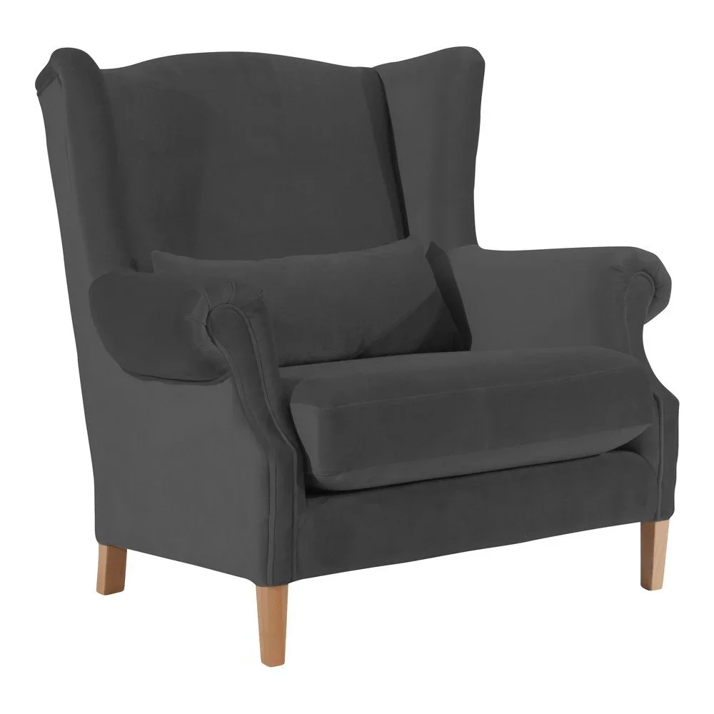 Antracitově šedé sametové křeslo ušák Max Winzer Harvey Velvet v:899074 Antracitově šedé sametové křeslo ušák Max Winzer Harvey Velvet v:899074