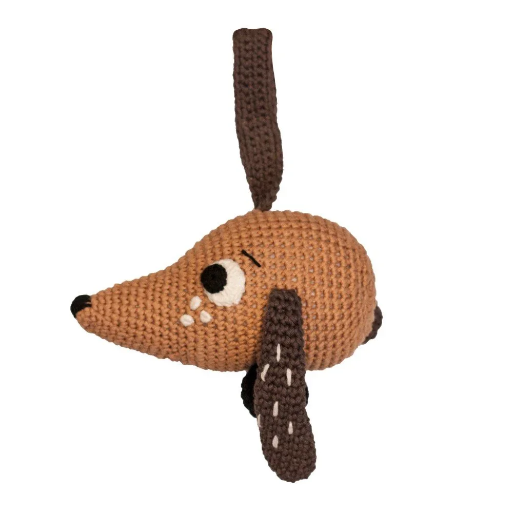 Pletená hnědá dětská hračka Sebra Crochet Dog v:948548
