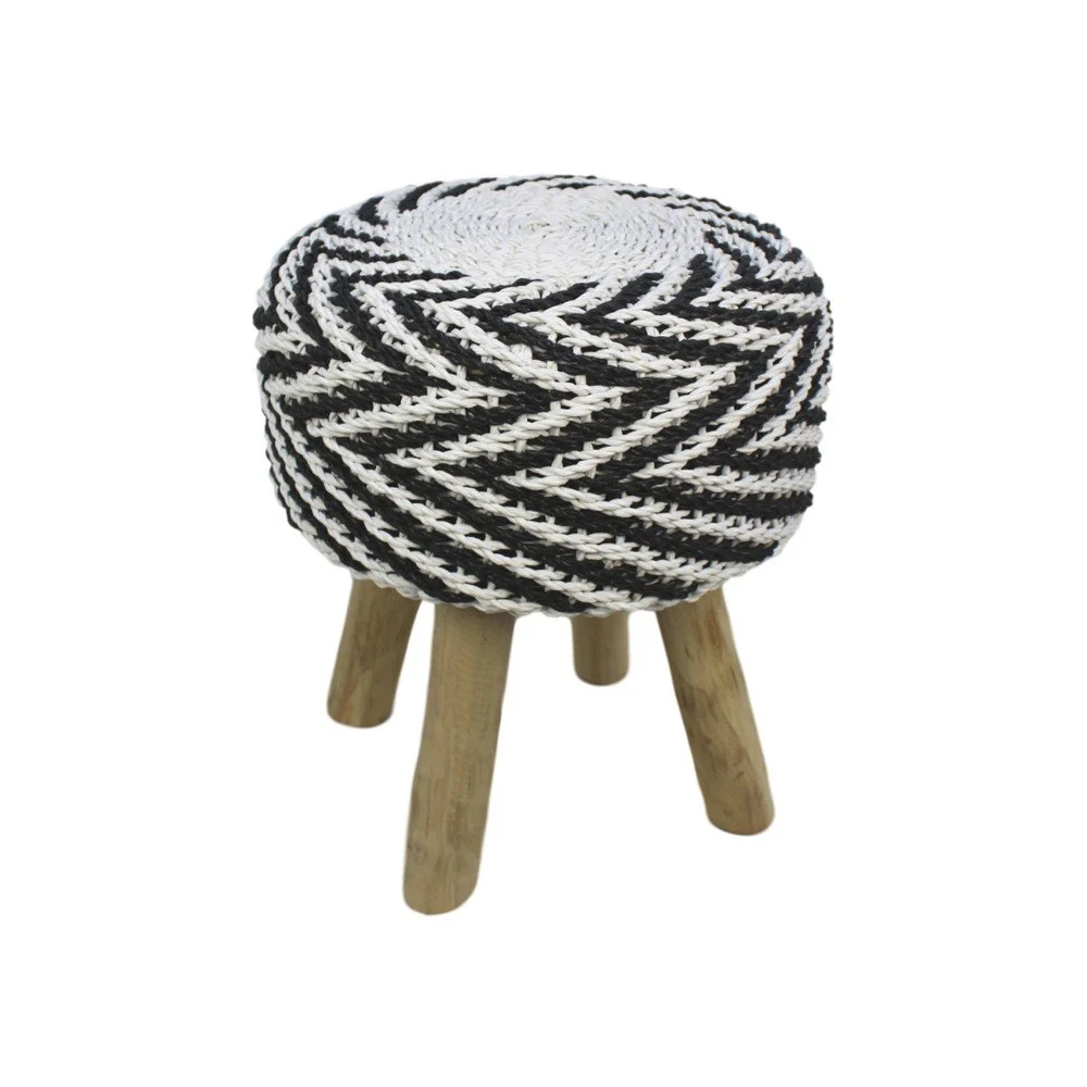 Černobílá stolička HSM collection Art of Nature Raffia, ⌀ 43 cm v:1286712