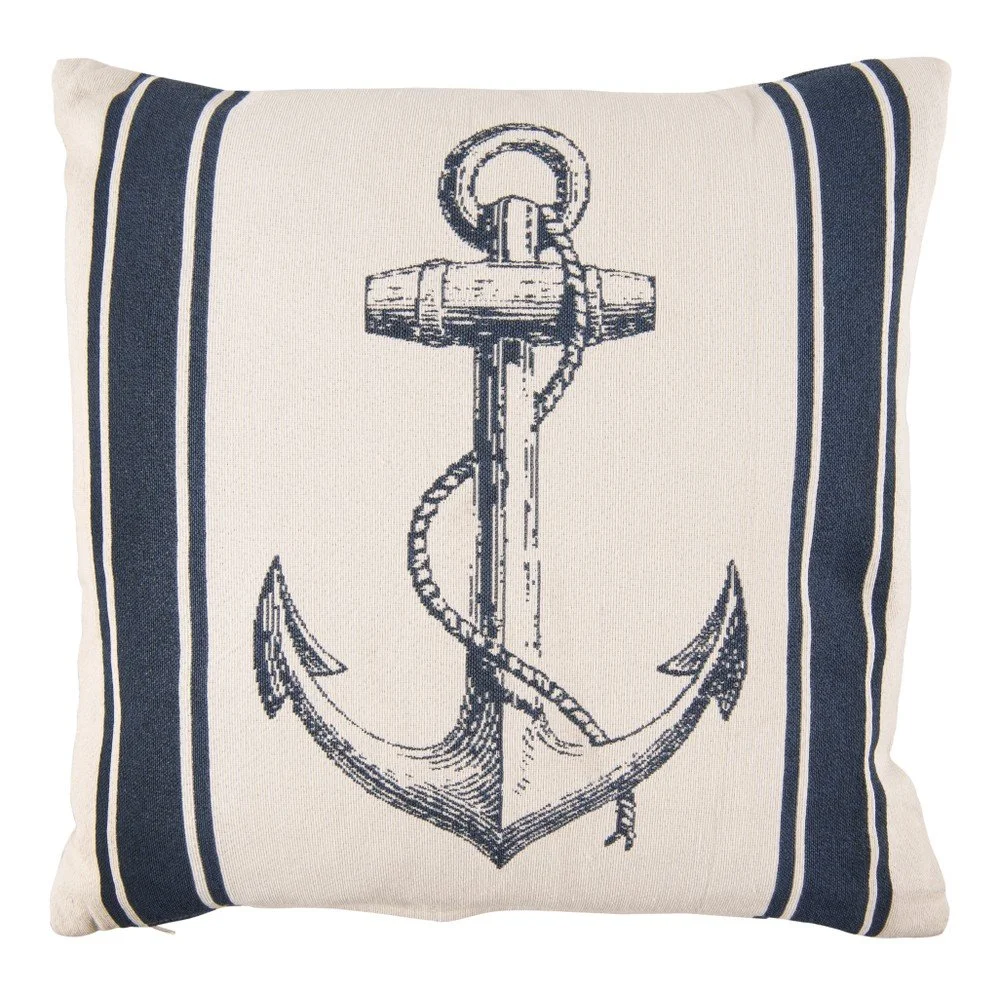 Béžovo-modrý polštář Clayre & Eef Navy, 45 x 45 cm v:1240098
