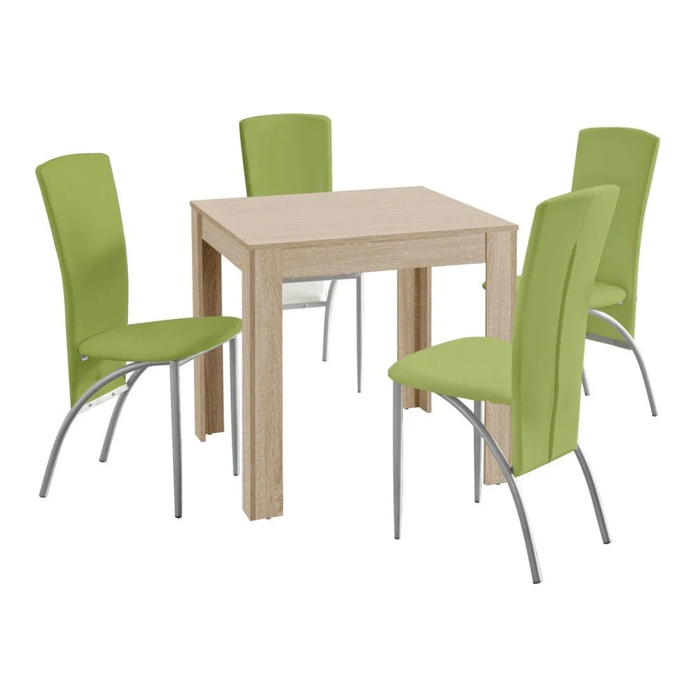 Set jídelního stolu a 4 zelených jídelních židlí Støraa Lori Nevada Duro Oak Green v:1043602
