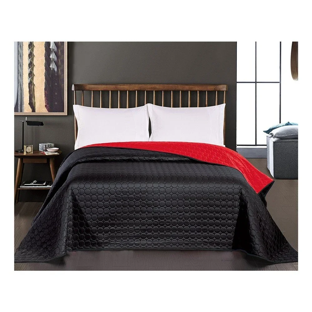 Černo-červený oboustranný přehoz z mikrovlákna DecoKing Salice Black Cherry, 170 x 210 cm v:947028