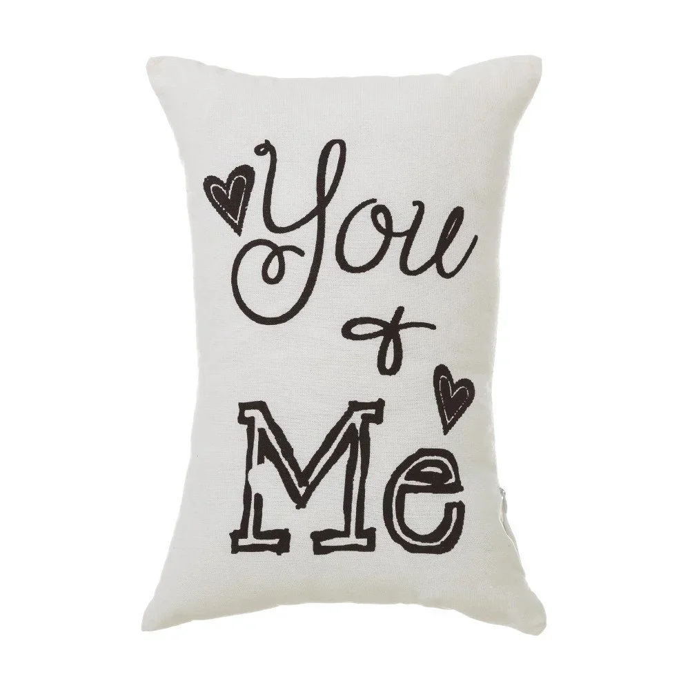 Černo-bílý polštář z bavlny Unimasa You Me, 30 x 45 cm v:993092