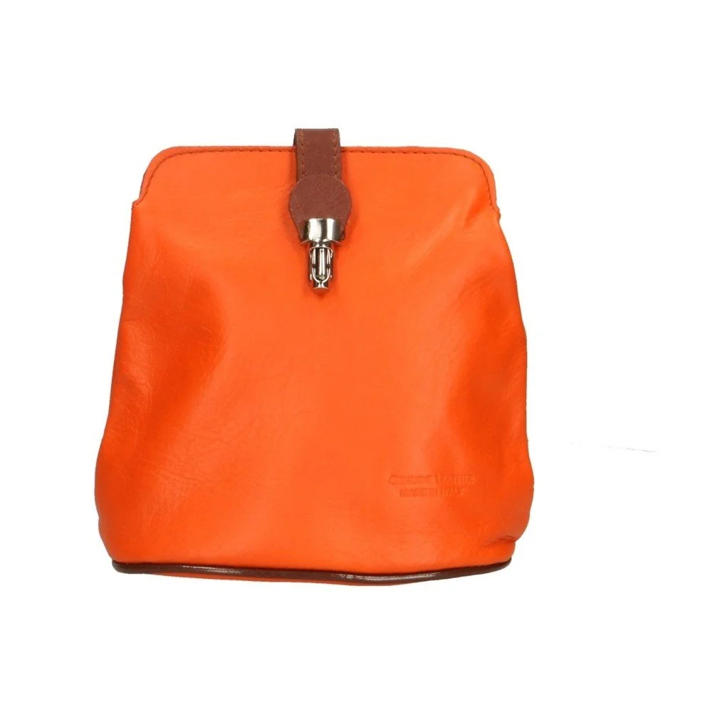 Oranžová kožená kabelka Chicca Borse Cuoio v:1029364