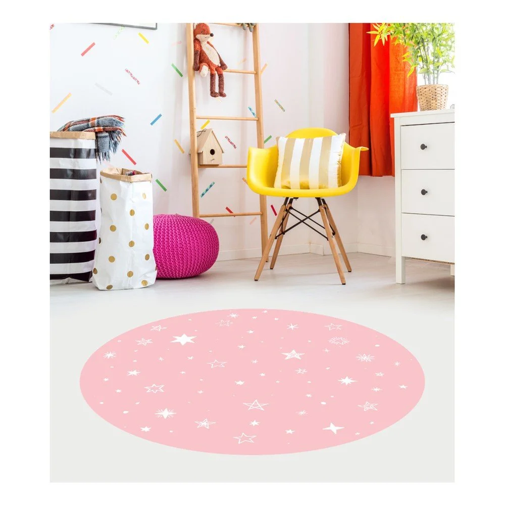 Růžový dětský koberec Floorart Stars, ⌀ 100 cm v:1041364