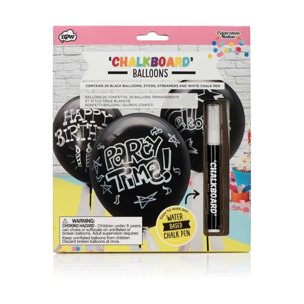 Set 20 popisovatelných balónků a křídového pera NPW Chalkboard Balloons v:862128