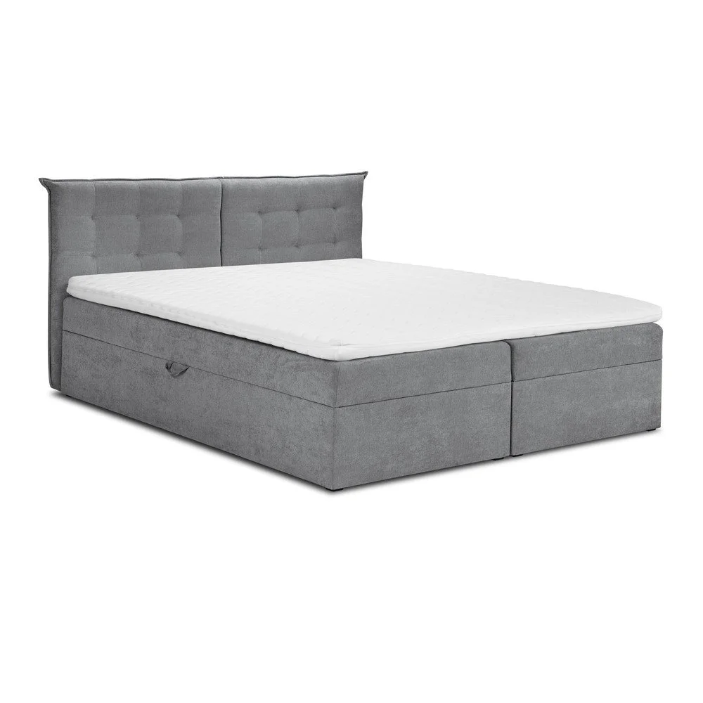 Šedá boxspring postel s úložným prostorem 200x200 cm Echaveria – Mazzini Beds v:1420891