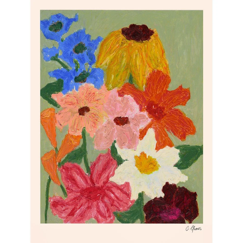 Plakát 50x70 cm Flowers on Sage Green – Carla Llanos – The Poster Club v:1826218