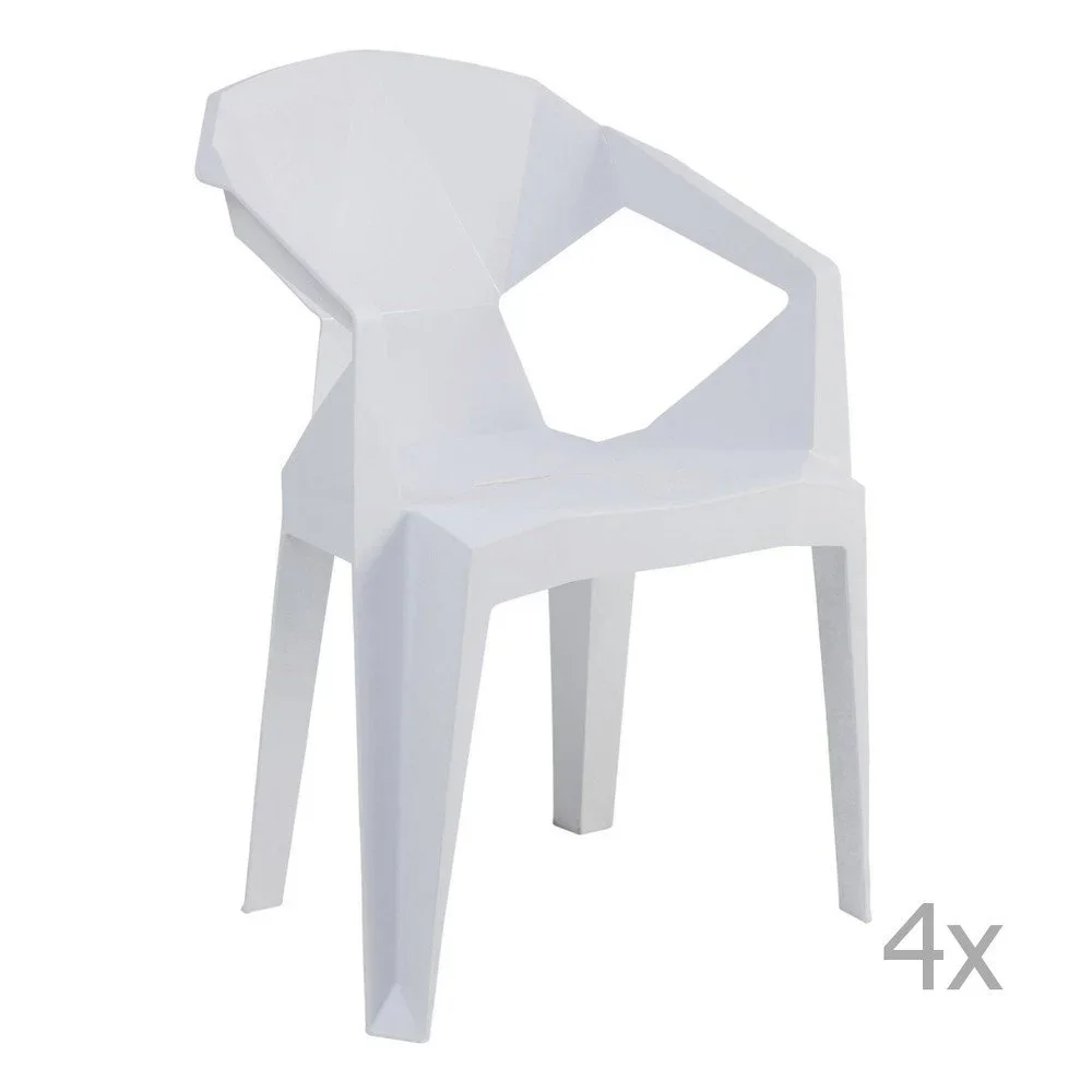 Sada 4 bílých zahradních židlí Kare Design Geometrial v:968754