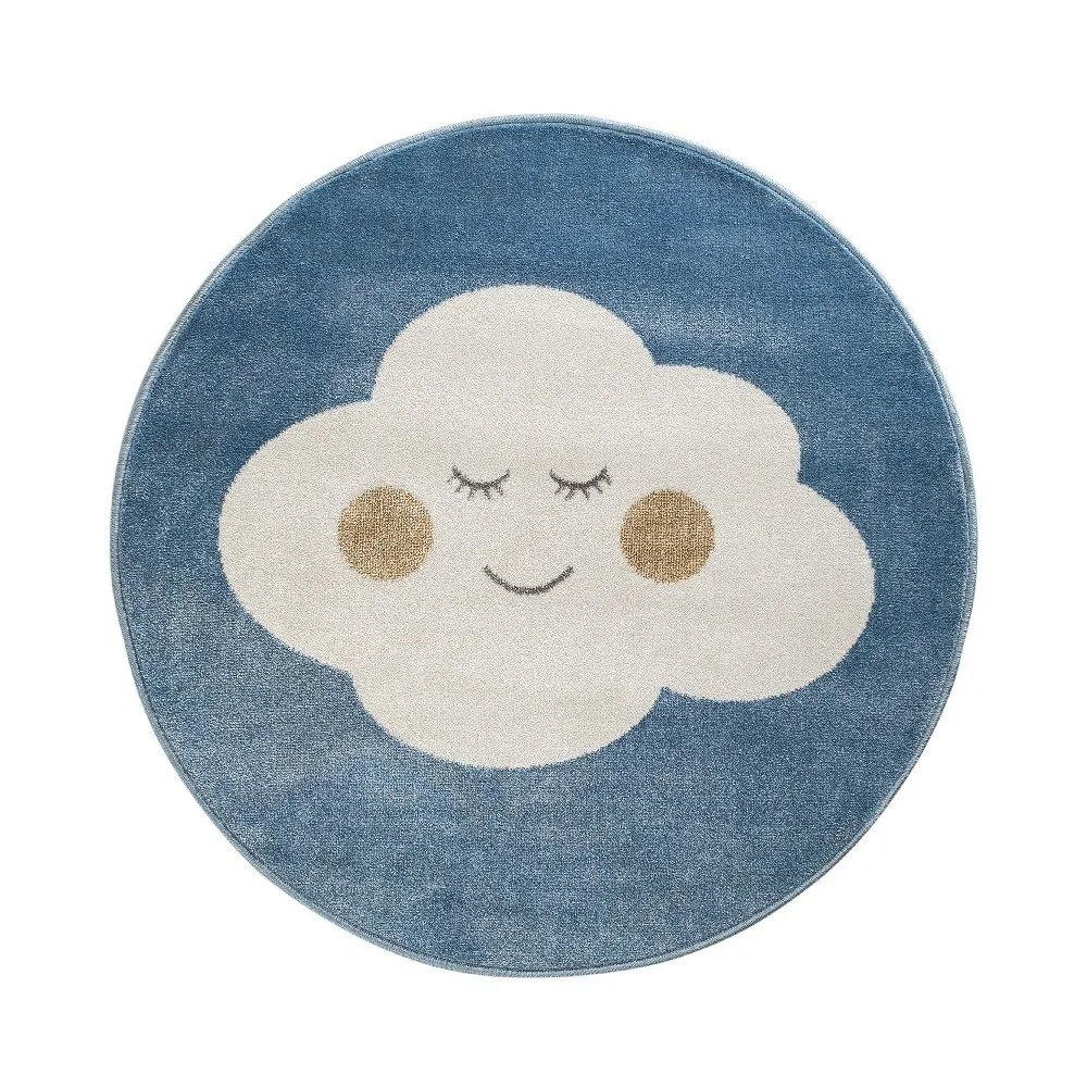 Modrý kulatý koberec s motivem mraku KICOTI Cloud, ø 100 cm v:1236664
