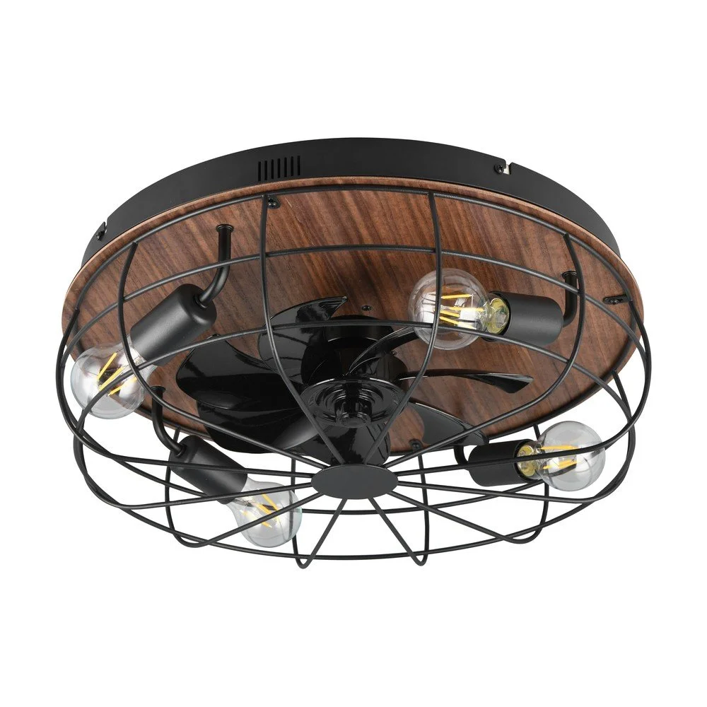 Matně černé/hnědé stropní svítidlo na dálkové ovládání/s ventilátorem Trondheim – Reality v:1777628