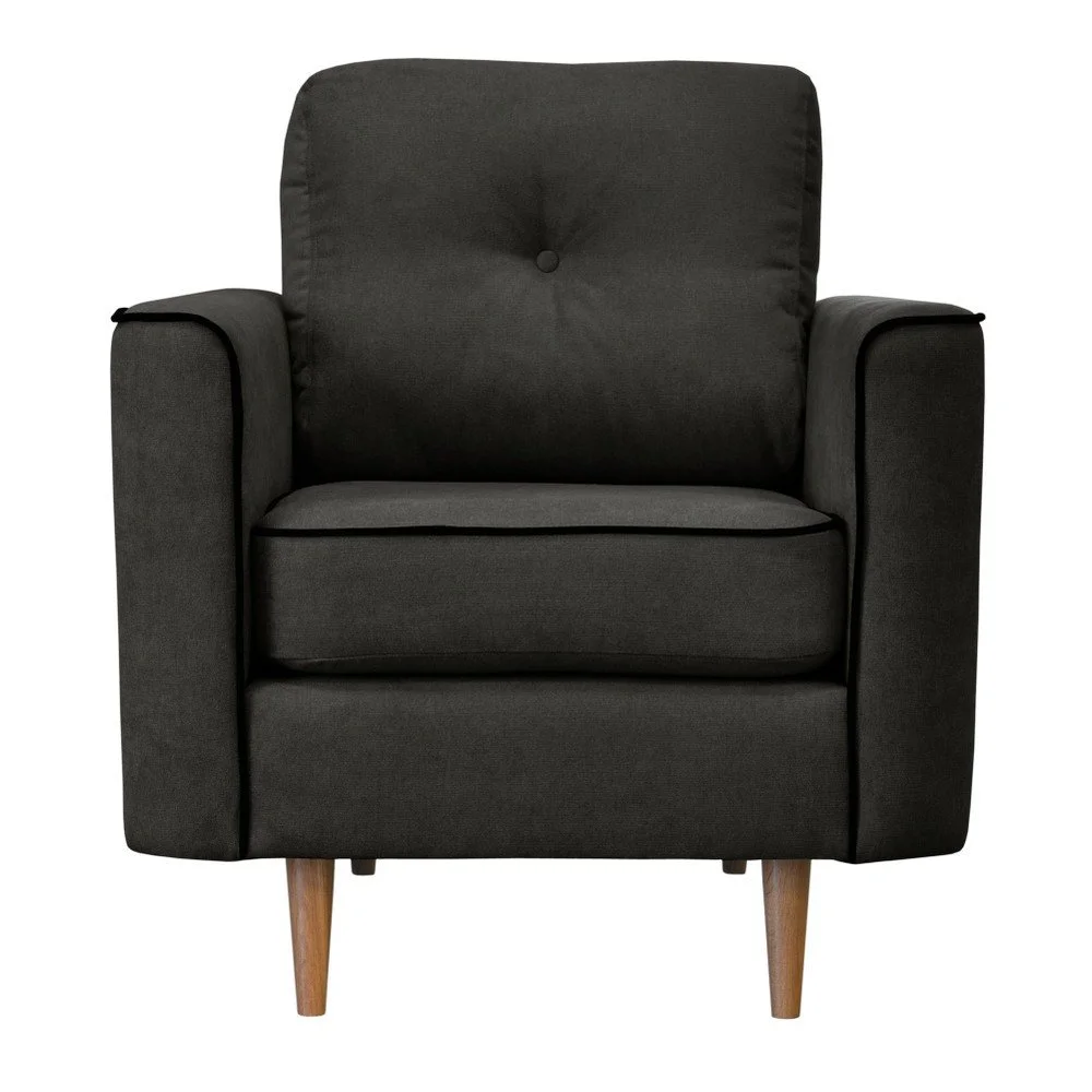 Tmavě šedé křeslo se světlými nohami Mazzini Sofas Butterfly v:753642