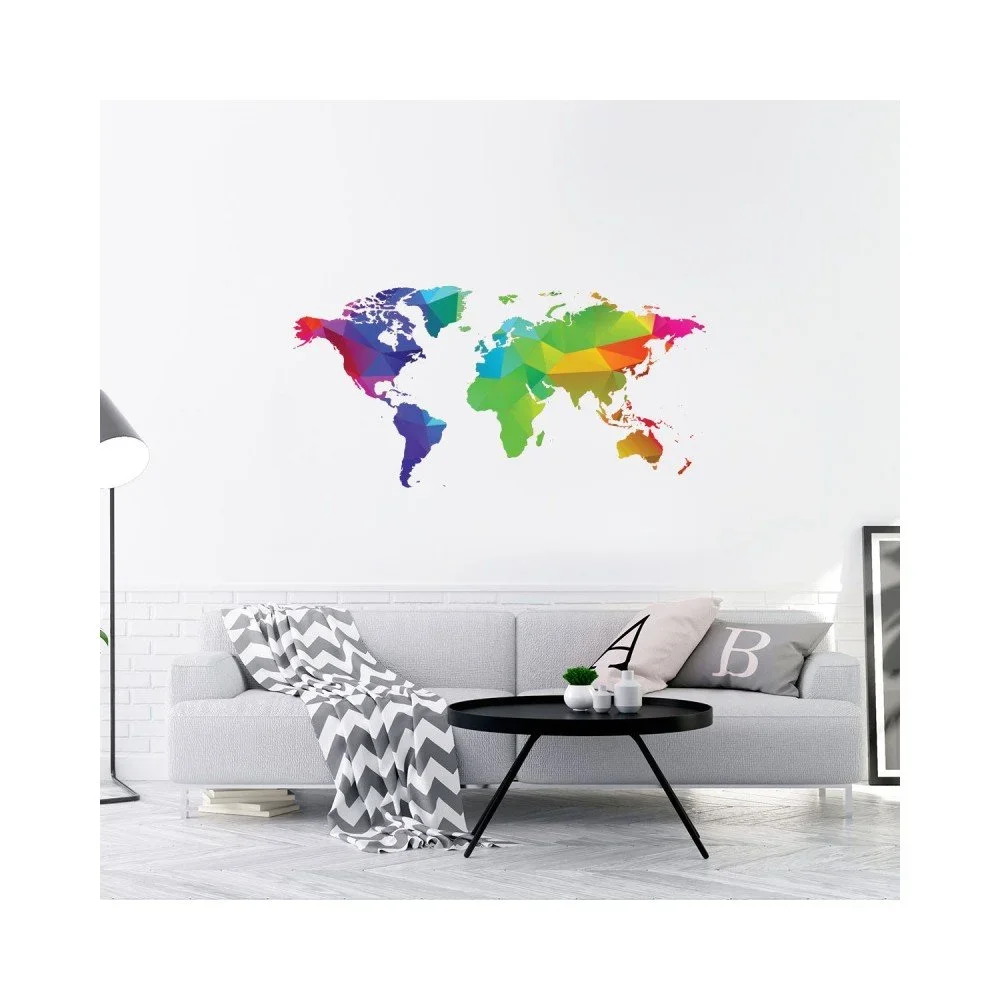 Nástěnná samolepka Ambiance Wall Decal Origami Rainbow World Map, 40 x 80 cm v:1204670