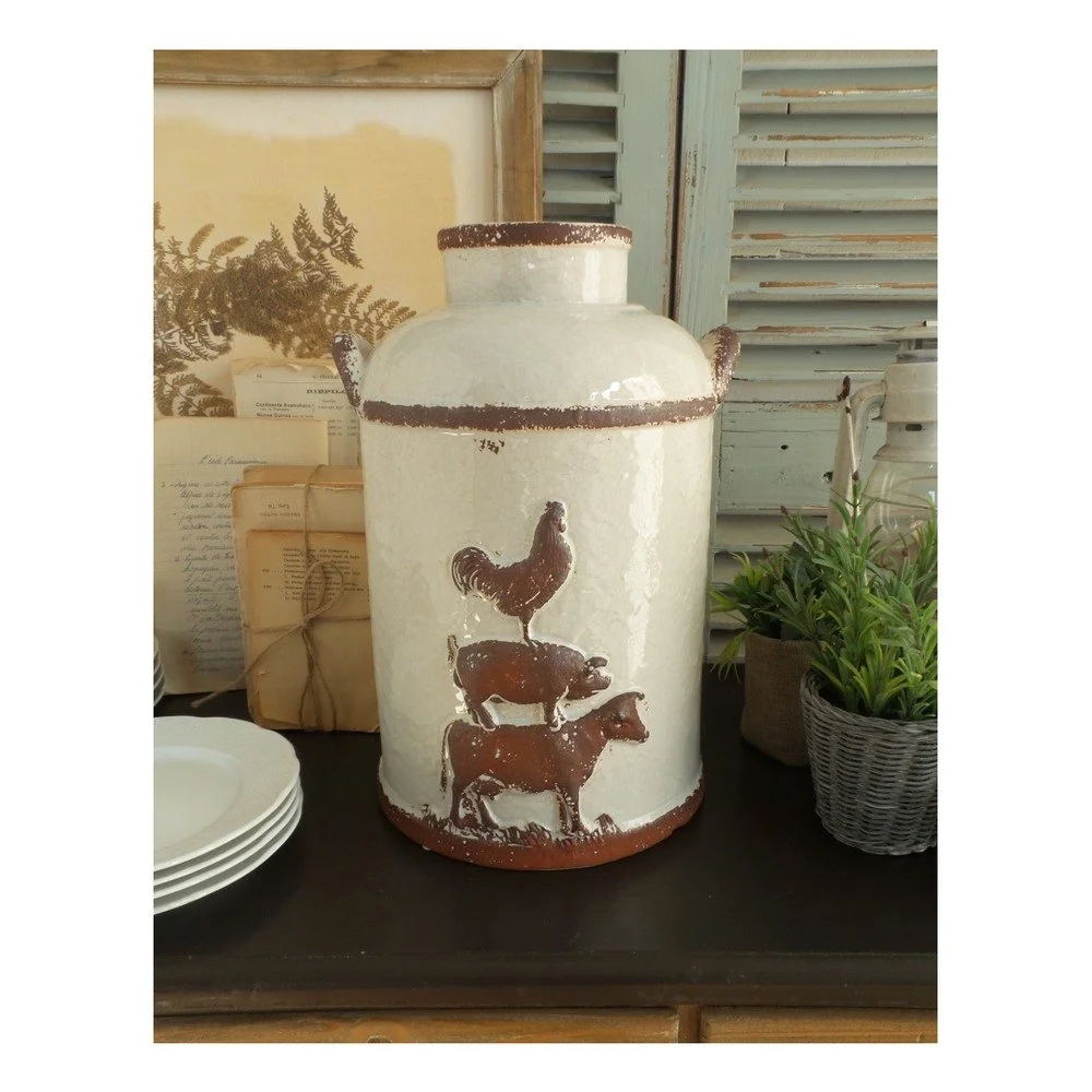 Keramická dóza s víkem Orchidea Milano Farm Animals, výška 36 cm v:1013318