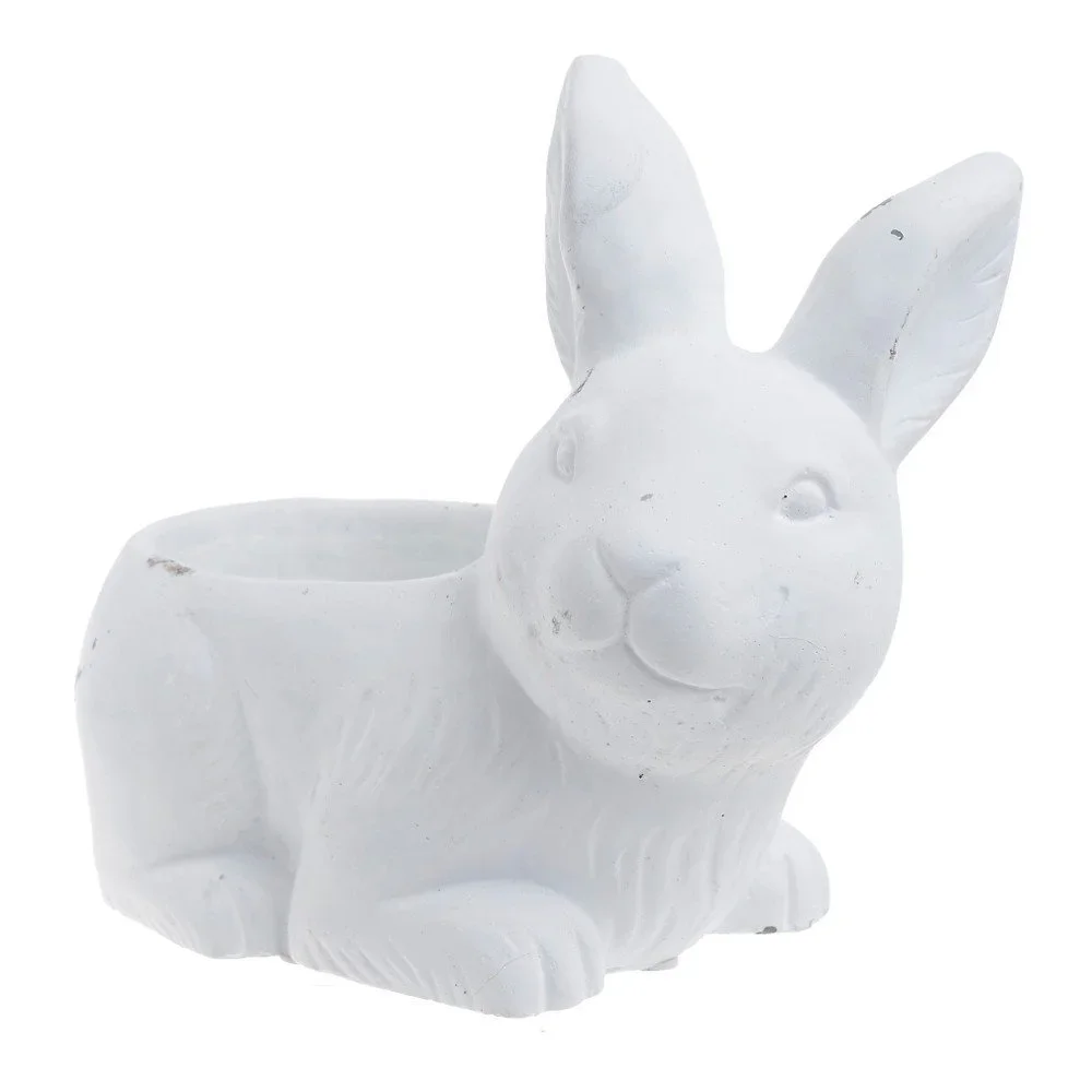 Bílý betonový květináč InArt Rabbit v:1028086