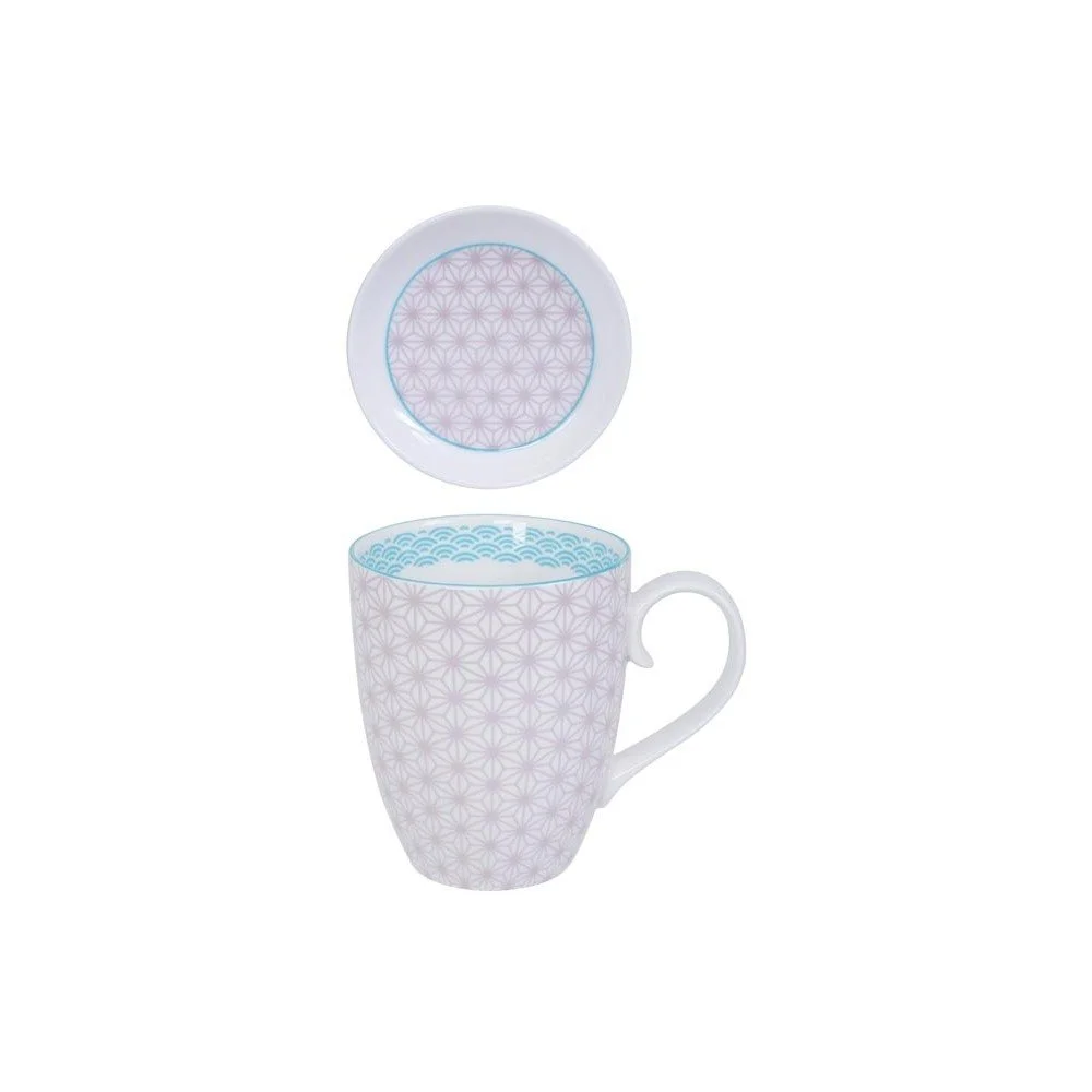 Fialovo-bílý hrnek s talířkem Tokyo Design Studio Star/Wave, 380 ml v:1238396
