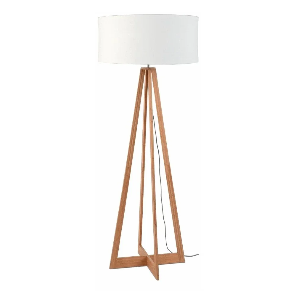 Stojací lampa s bílým stínidlem a konstrukcí z bambusu Good&Mojo Everest v:928048
