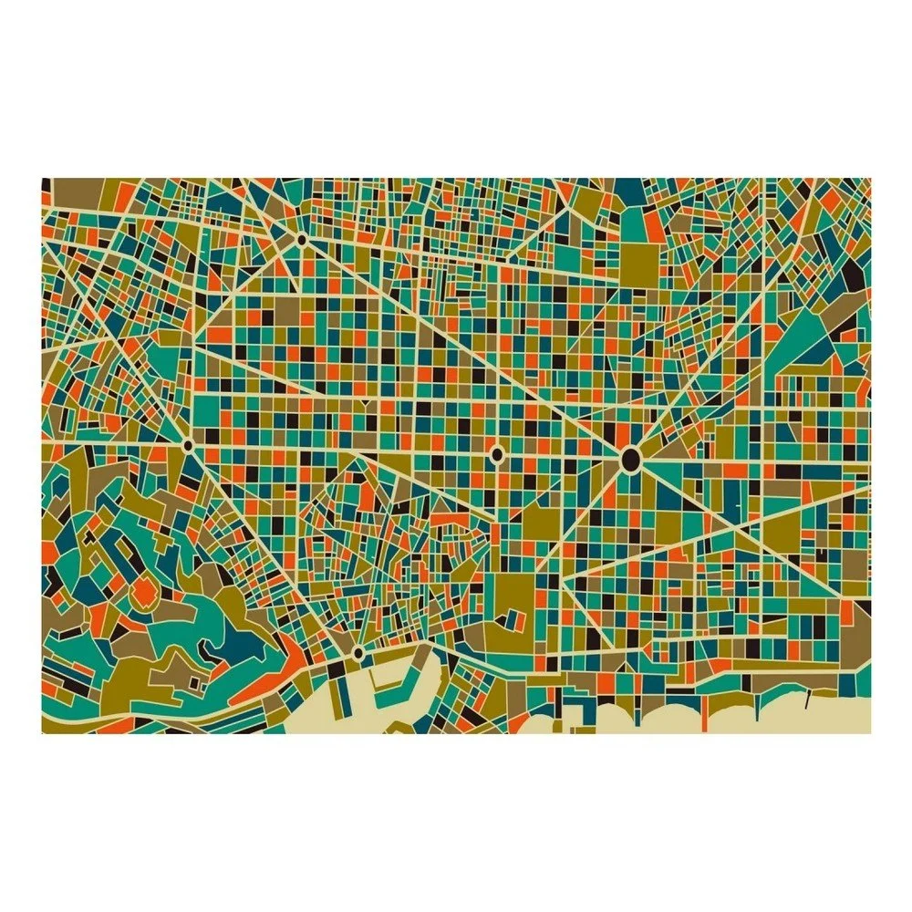 Obraz Homemania Maps Barcelona Green, 70 x 100 cm v:959044