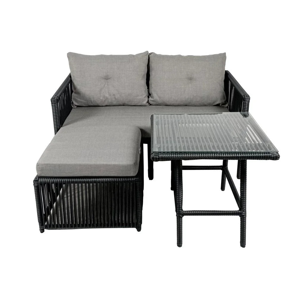 Šedý zahradní lounge set z umělého ratanu pro 2 Shangai 8 – Floriane Garden v:1541086