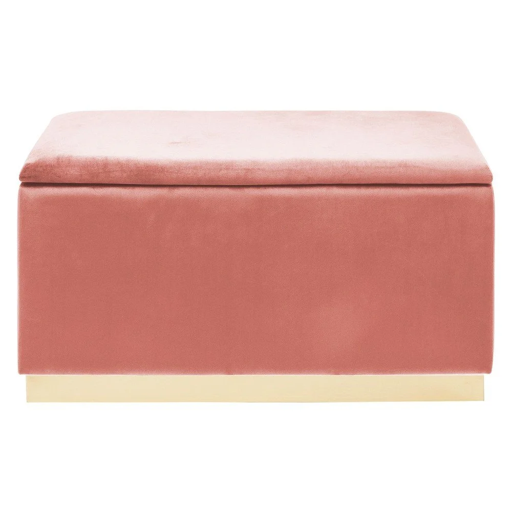 Růžová sametová lavice s úložným prostorem Kare Design Cherry v:1363333