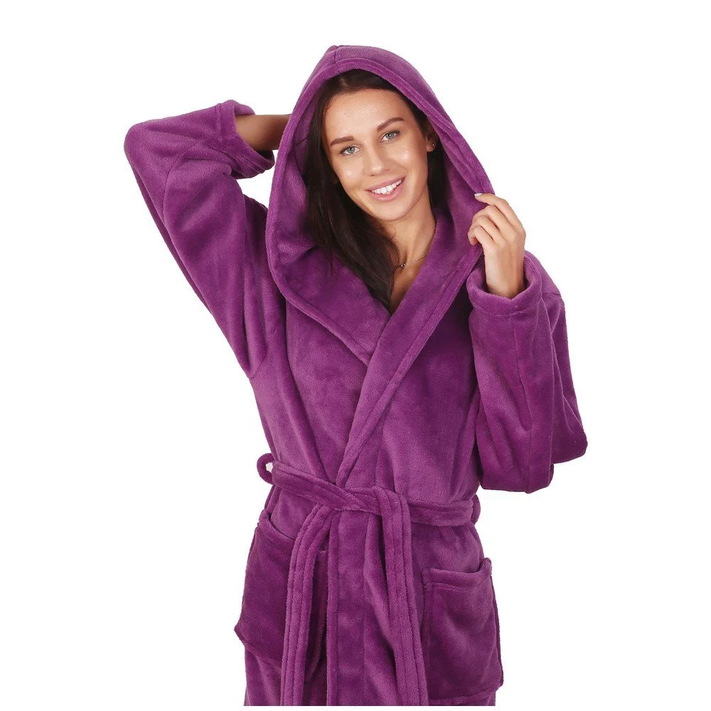 Fialový unisex župan z mikrovlákna DecoKing Robby, velikost XS v:1077200