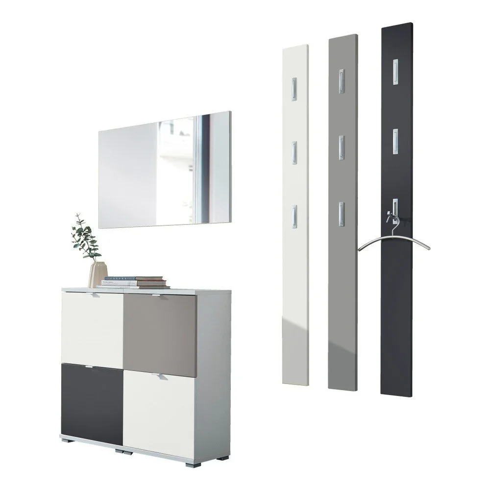 Set skříňky, nástěnného zrcadla a 3 nástěnných věšáků Germania Colorado Dos Gris v:1089858
