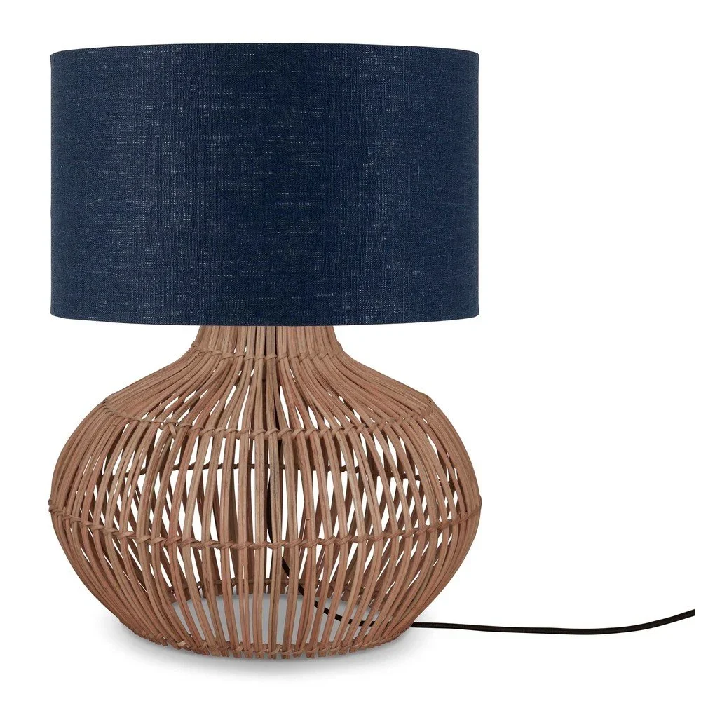 Stolní lampa s textilním stínidlem v tmavě modro-přírodní barvě Kalahari – Good&Mojo v:1605910