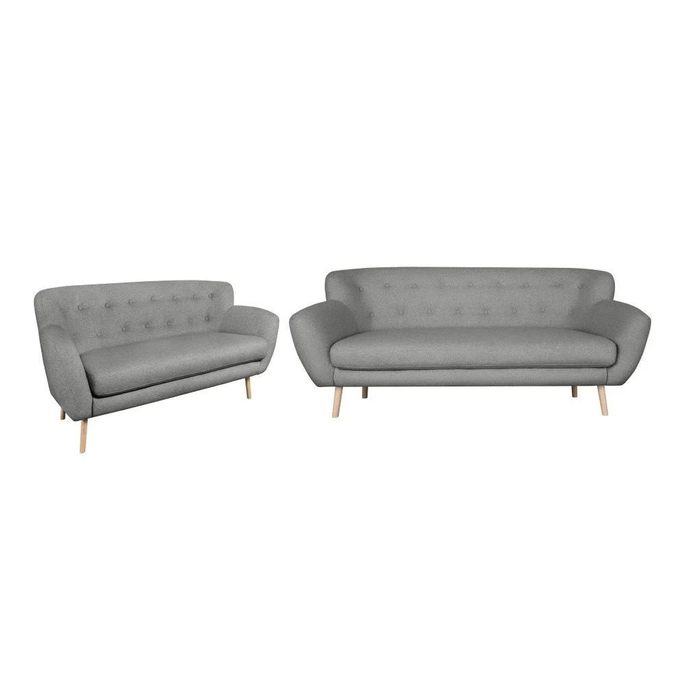 Sada trojmístné a dvojmístné tmavě šedé pohovky Kooko Home Pop v:900396