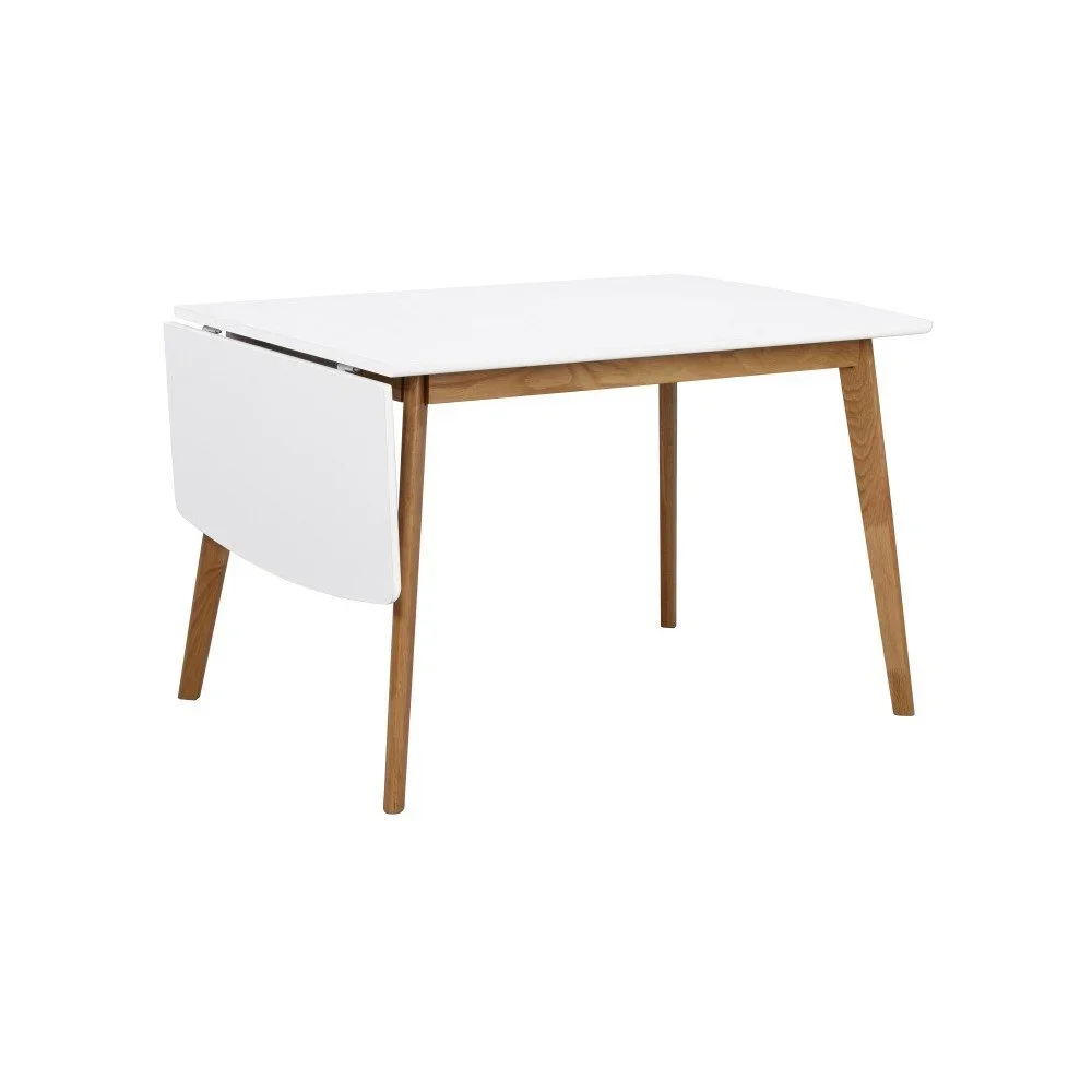 Jídelní stůl s nohami z dubového dřeva se sklápěcí deskou Rowico Olivia, délka 120 + 40 cm v:1002398
