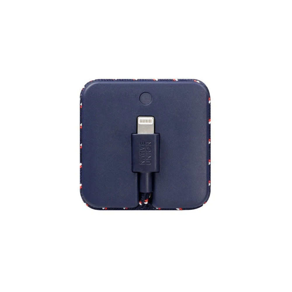 Tmavě modrá powerbanka s nabíjecím kabelem lightning pro iPhone Native Union Jump Cable, délka 45 cm v:1166090