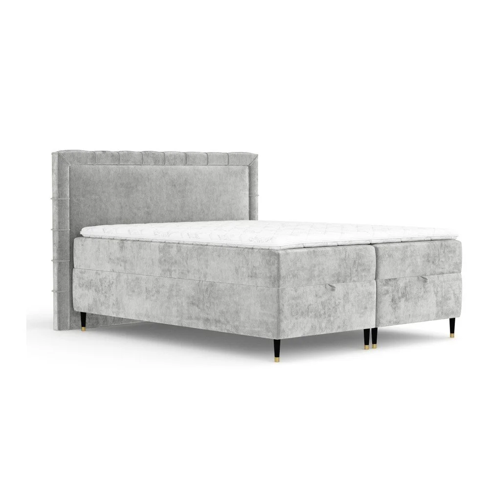 Světle šedá boxspring postel s úložným prostorem 180x200 cm Voyage – Maison de Rêve v:1712416