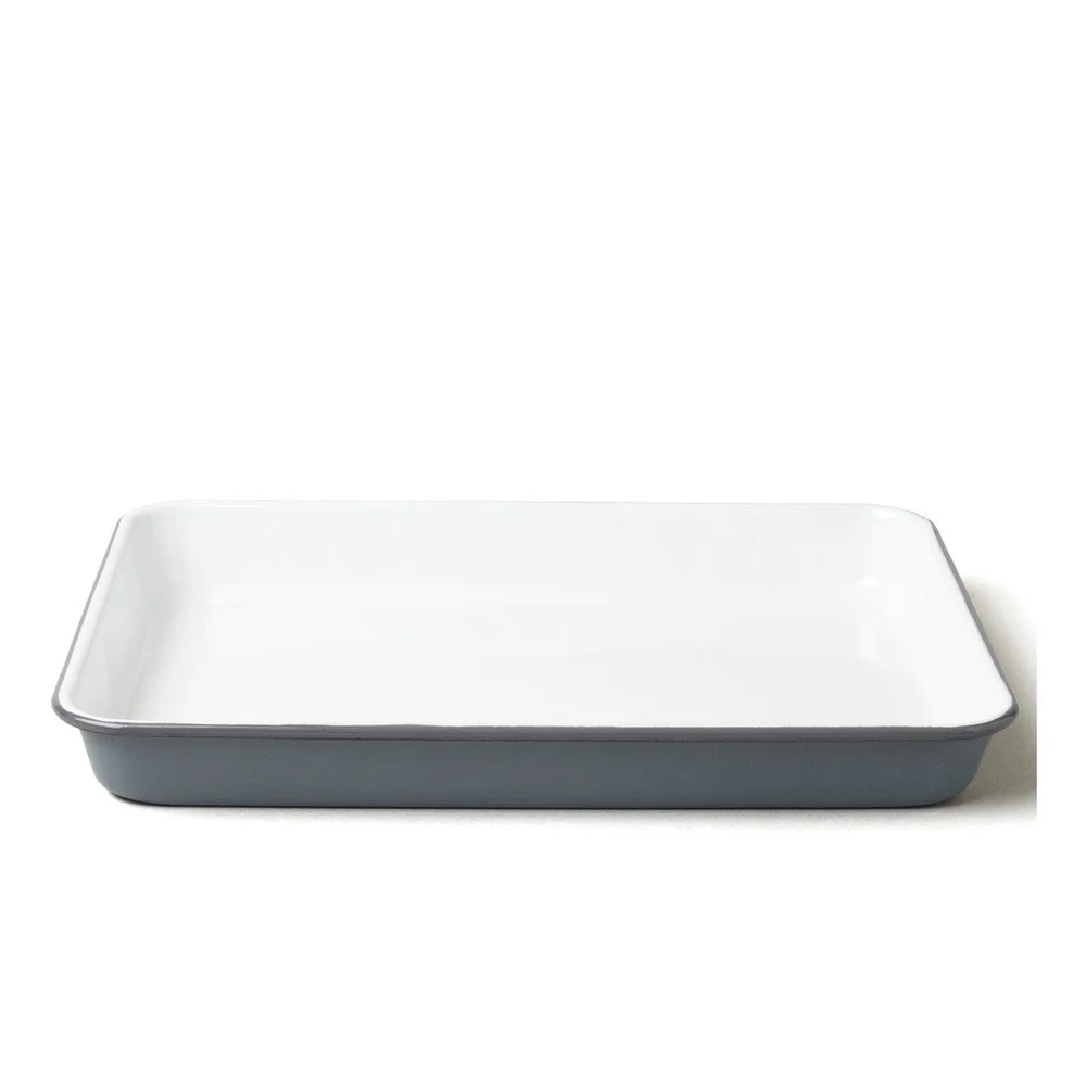Šedo-bílý smaltovaný podnos Falcon Enamelware v:889362