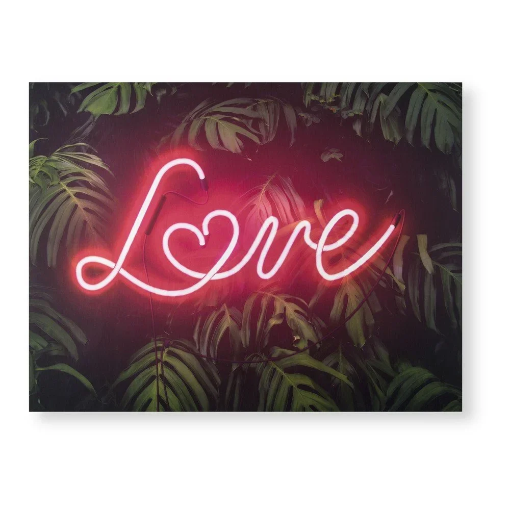Nástěnný obraz s neonovým nápisem Graham & Brown Tropical Neon Love, 80 x 60 cm v:1346169