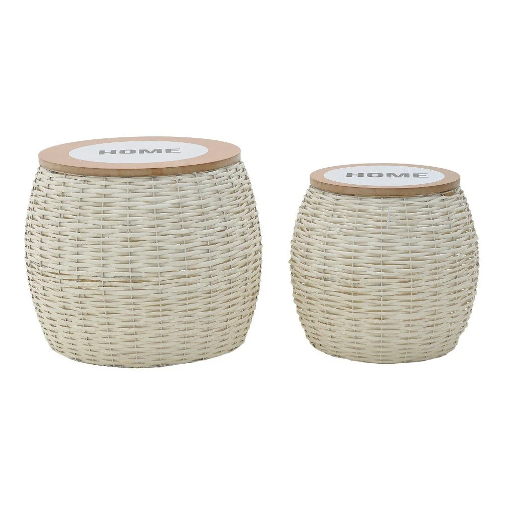 Sada 2 proutěných úložných košů InArt Wooden v:1291446
