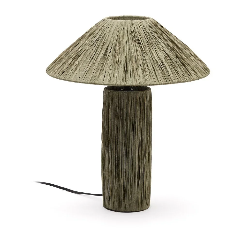 Khaki stolní lampa z rafie Samse – Kave Home v:1603420