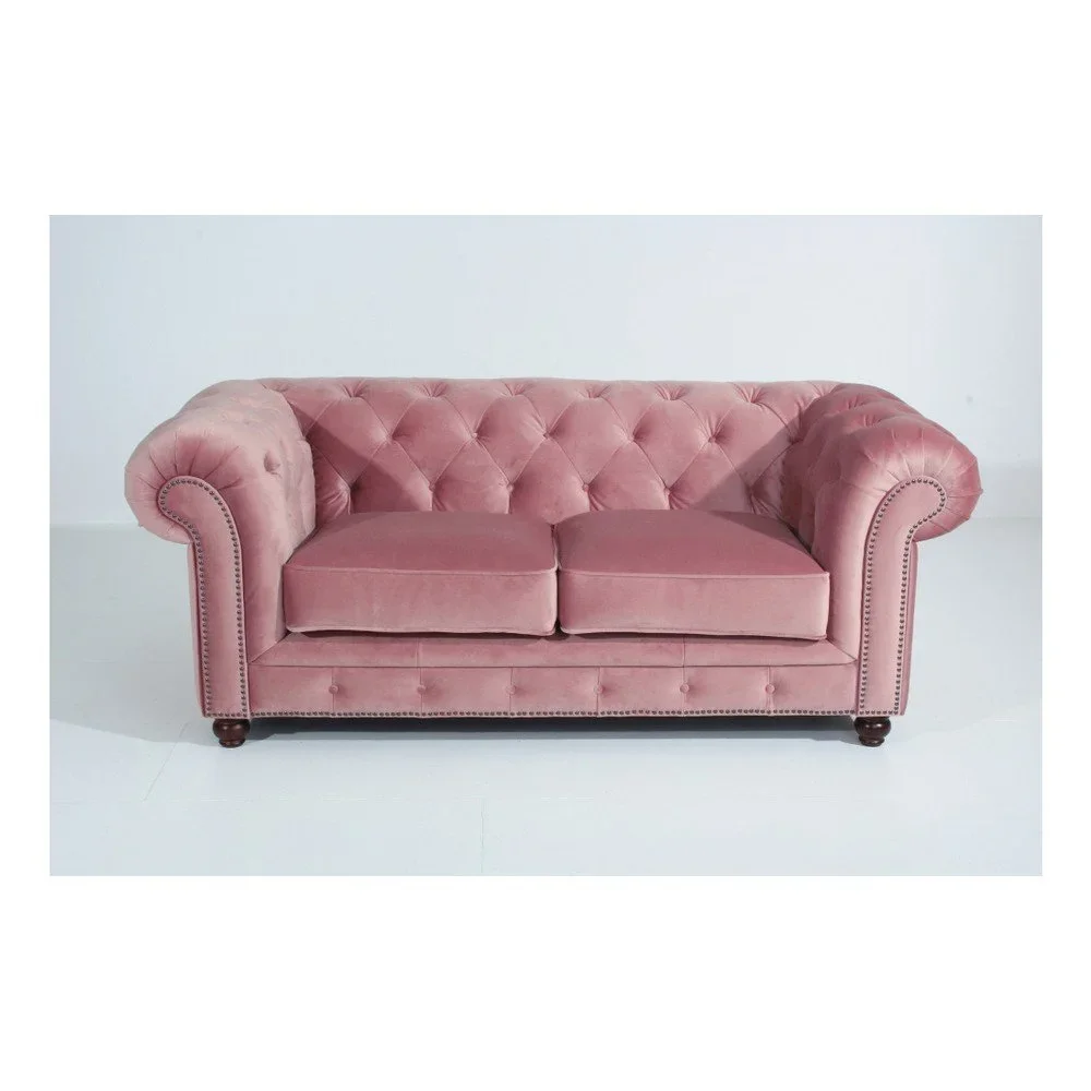 Růžová pohovka Max Winzer Orleans Velvet, 196 cm v:909374